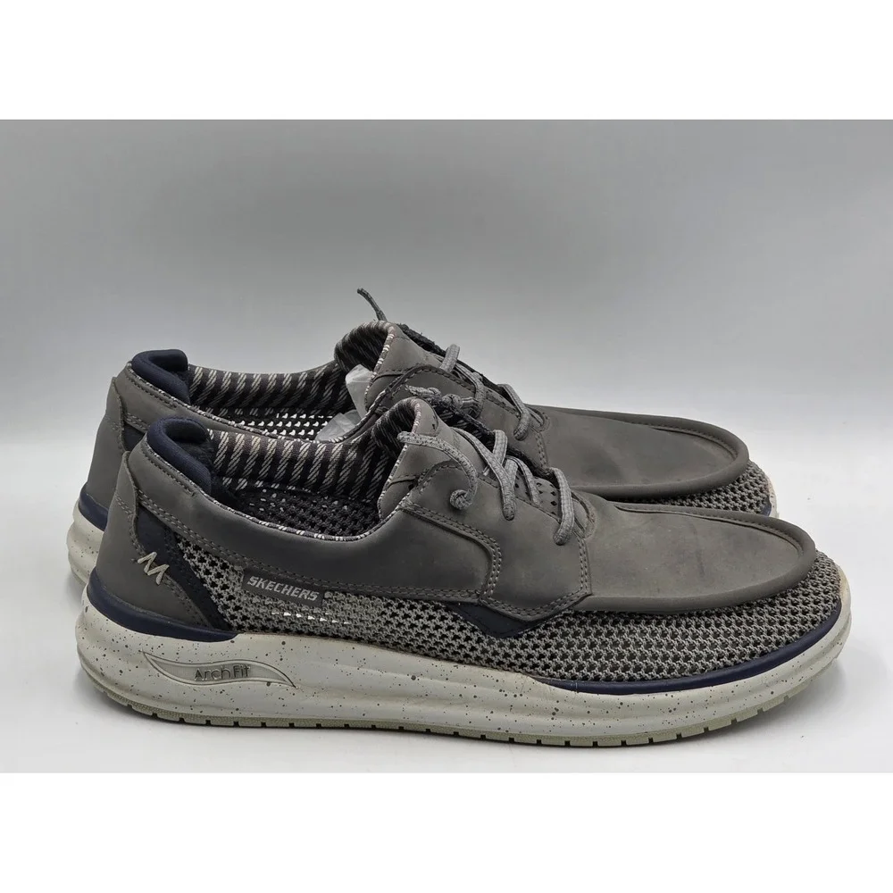 Skechers Arch Fit Melo Waymer Mens 9 Charcoal Slip On Walking Shoes Gray